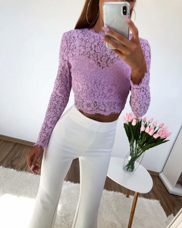 Purple Lace Crop Top