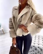 Grey Short Faux Fur Coat