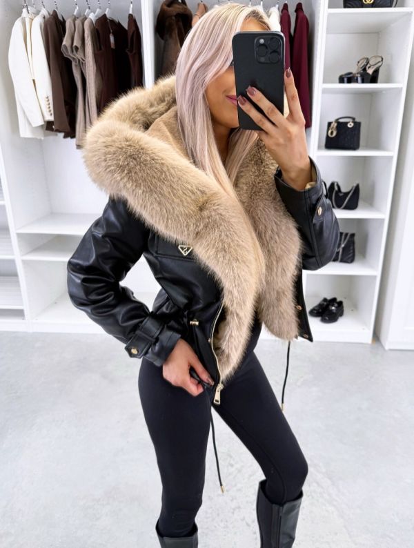 Juoda Reguliuojamo Liemens Parka Su Prabangiu Dirbtiniu Kailiu