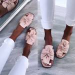 White Leather Bowknot Slippers