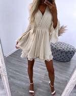 Beige Siphon Dress Tied In The Middle