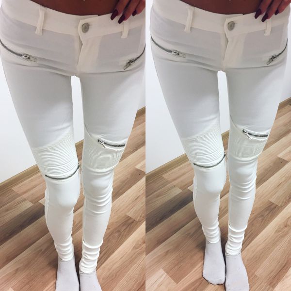 Белое Растистые брюки с более толстым материалом