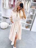 Roosa Vööga Pikem Kleit