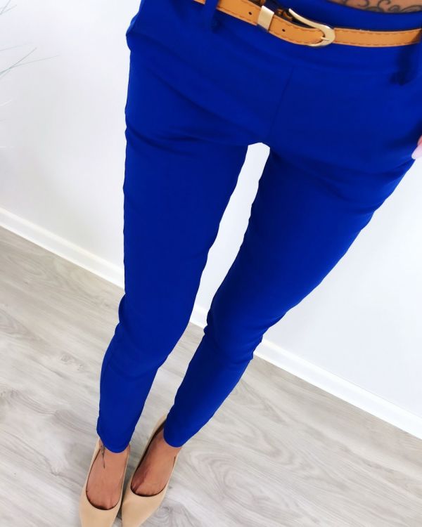 Синий Классические брюки с поясом