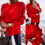 Raudona „Oversize" Megztinis