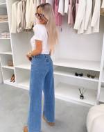 Mėlyna Tamprūs Tiesaus Kirpimo Džinsai