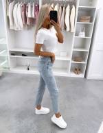 Zila Mom Fit Elastīgi Džinsi