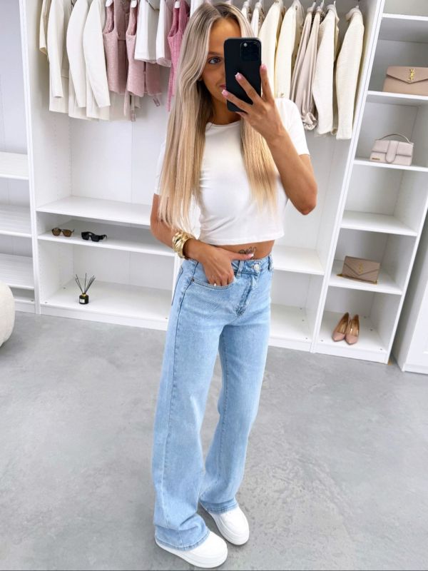 Sinine Sirgelõikelised Täispikad Stretch Teksad