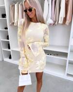 Fuksja Wzorzysta Sukienka Bodycon