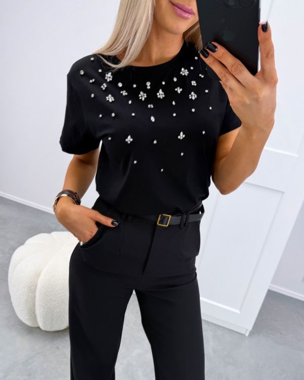 Black T-shirt With Stones