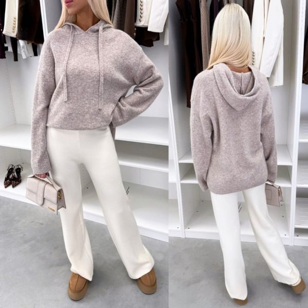 Taupe Soft Hoodie-style Sweater