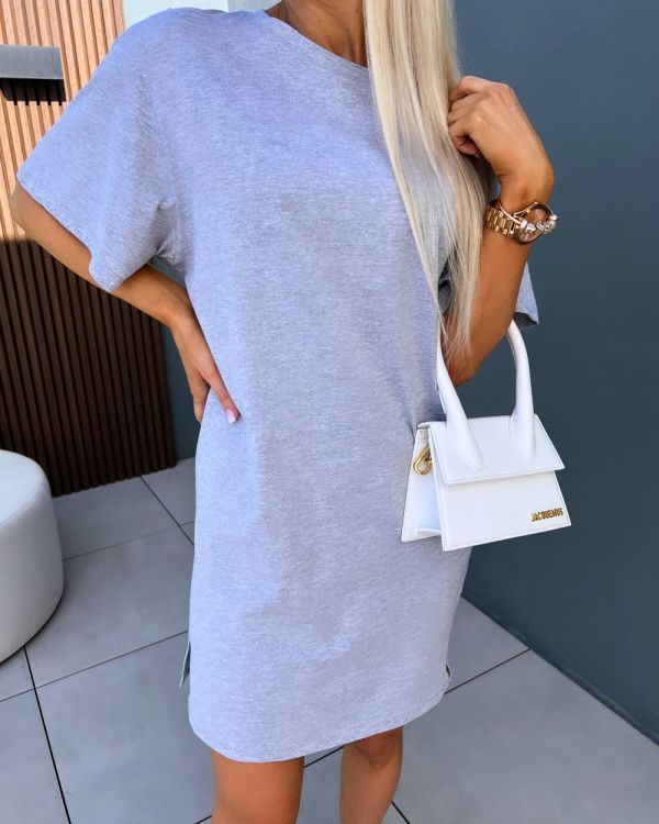 Grey Oversized Shirt Dress