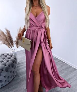 Dark Pink Maxi Dress With Slit