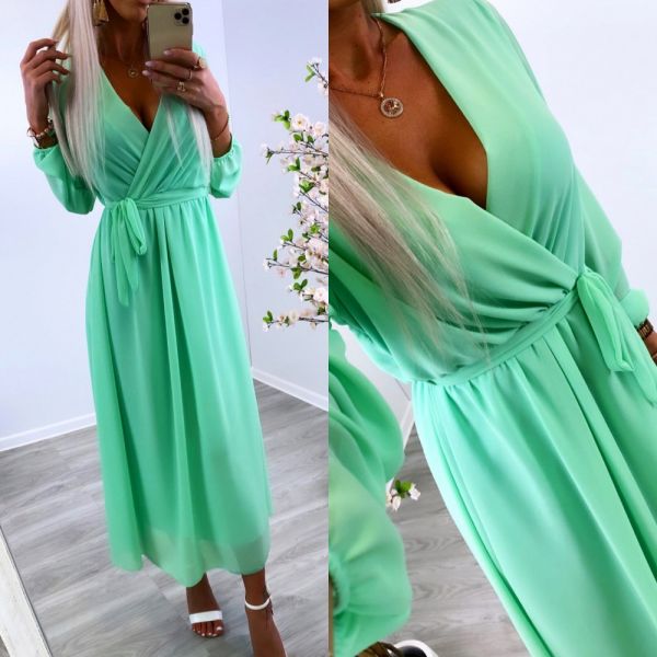 Zaļš Chiffon Tie Dress