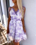 Purple Floral Chiffon Dress