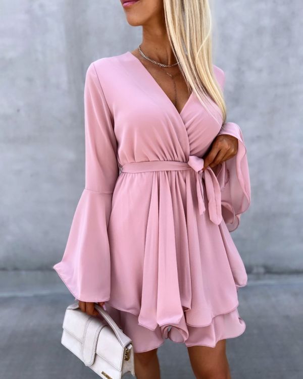 Light Pink Siphon Dress Tied In The Middle