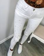 Mėlyna Stretch Jeans With Pearls