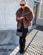 Taupė Luxurious Short Fur Coat