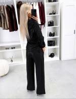 Czarny Miękki Komplet Dwuczęściowy Z Cekinami