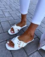 Light Pink Comfortable Sandals With Tie And Golden Straps