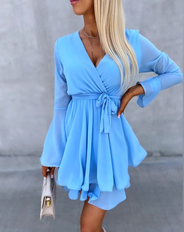 Light Blue Siphon Dress Tied In The Middle