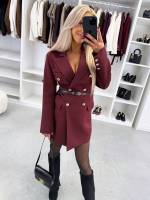 Tumepunane Vööga Pintsakkleit