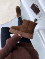Pruun Paksema Tallaga UGG Stiilis Saapad
