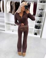 Brown Stretchy And Soft Two-piece Set