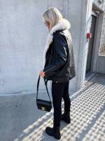 Bēša Oversize Mākslīgās Kažokādas Jaka Ar Siltu Oderi