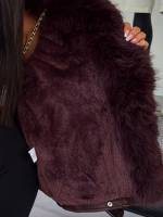 Bēša Oversize Mākslīgās Kažokādas Jaka Ar Siltu Oderi