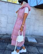 Pink Longer K/S Vest Made Of Water-repellent Material