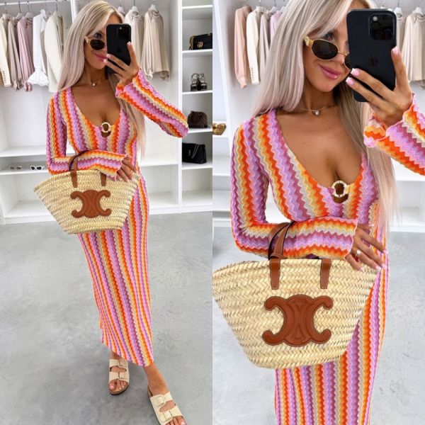 Pink Printed Long Summer Dress