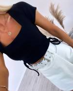 White Crop-top With Adjustable Sides
