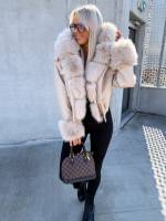 Bēša Bomberjaka Ar Kapuci Un Siltu Oderi