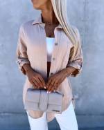 Khaki Blouse With Longer Back Hem