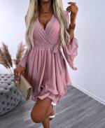 Pink Siphon Dress Tied In The Middle