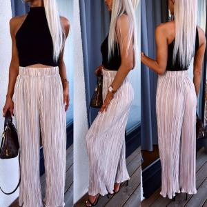 Rose Gold Pleated Slip Trousers