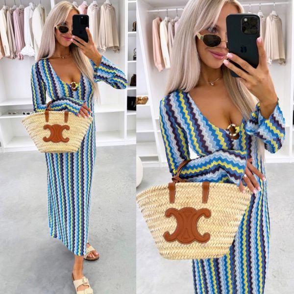 Blue Printed Long Summer Dress