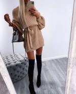 Taupe Tie Knitted Dress