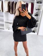 Tamsiai Raudona Tampraus Silueto Suknelė Su Platėjančiomis Rankovėmis