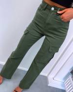 Khaki Straight-cut Stretch Cargo Pants