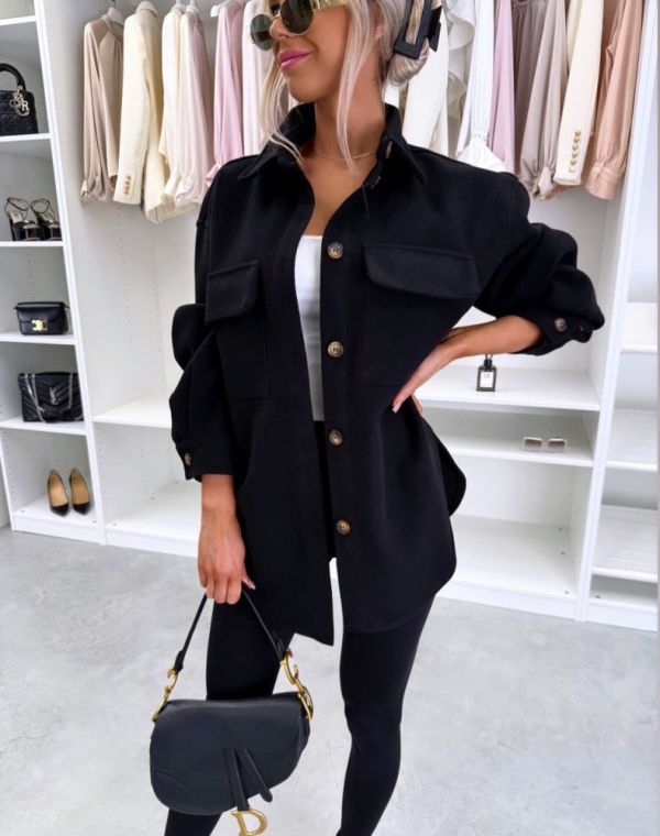 Black Oversized Spring/autumn Jacket