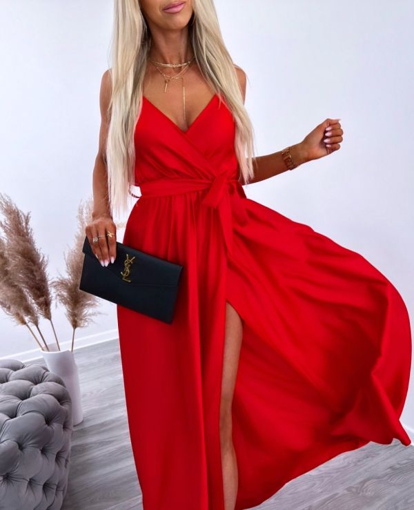 Red Maxi Dress With Slit