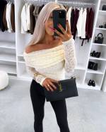 Czarny Top Z Elastycznej Koronki