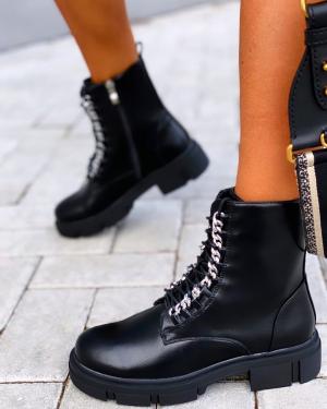 Black Boots With Silver Details