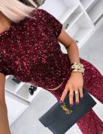 Tumepunane Pehme Litritega Crop-pluus