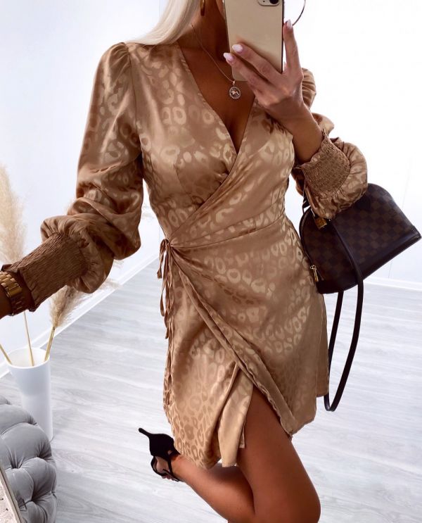 Gold Golden Wrap Dress