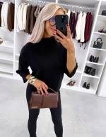 Розовый Уютный свитер с высоким воротом