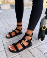 Black Gold-detail Sandals