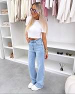 Sinine Sirgelõikelised Täispikad Stretch Teksad